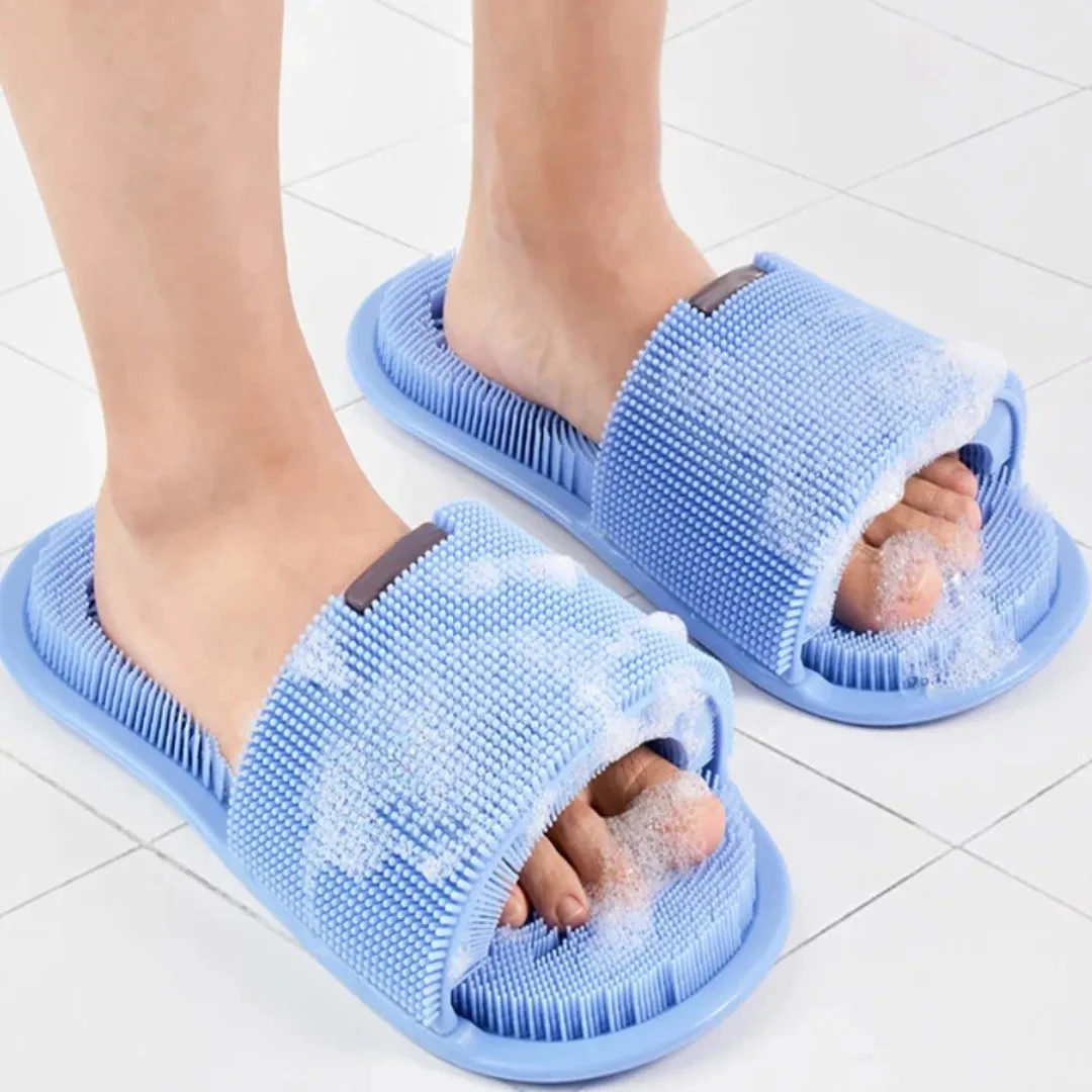 Flippers Swimming - 1pc マジックフットウォッシュスリッパオールラウンド毛ノンスリップシリコーンフットウォッシュ角質除去マッサージスリッパ浴室クリーニングブラシ