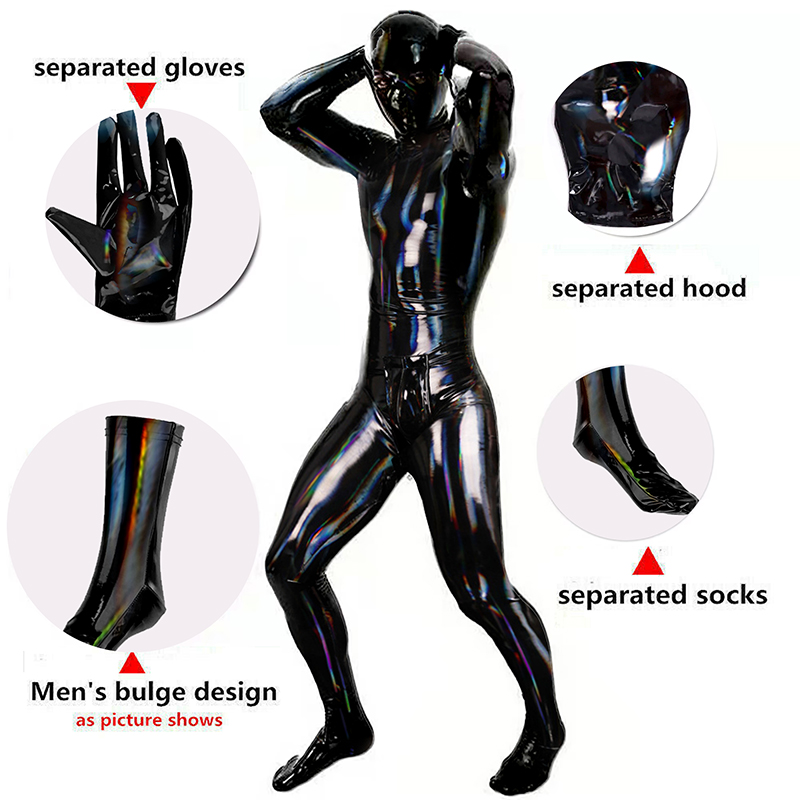 Wetsuit Men - 男性用PVCレザーキャットスーツ,ラテックス全身タイツ,タイト,ジッパー付きジャンプスーツ,オープンクロッチ,ウェットルック,ダンスポール,クラブウェア