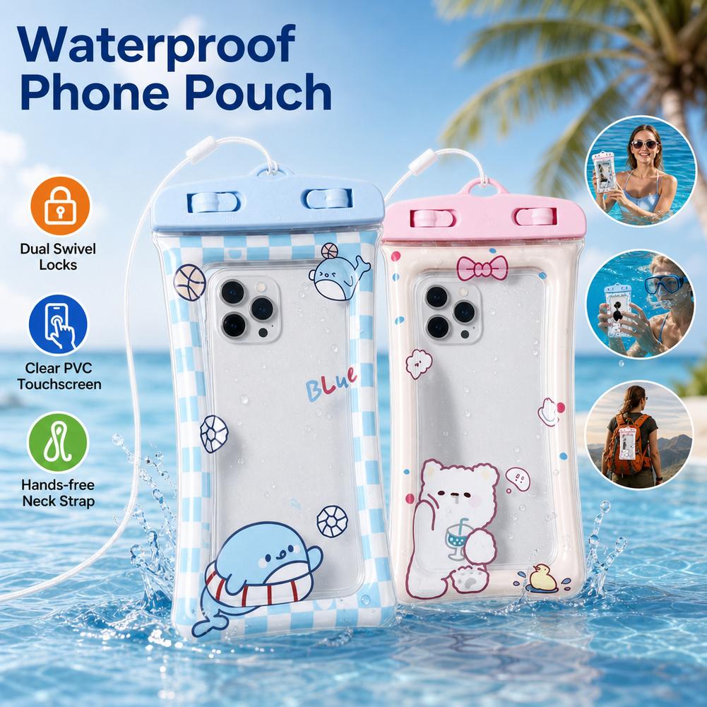かわいいクマ防水電話ケース透明水中ドライバッグタッチスクリー - Dry Bag Waterproof のレビューと価格