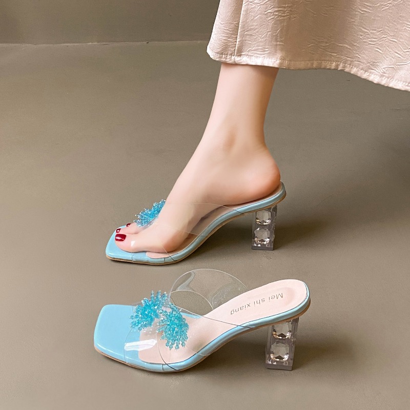 新しい女性ハイヒールウォーターダイヤモンドフラワーサンダル透 - Water Shoes のレビューと価格